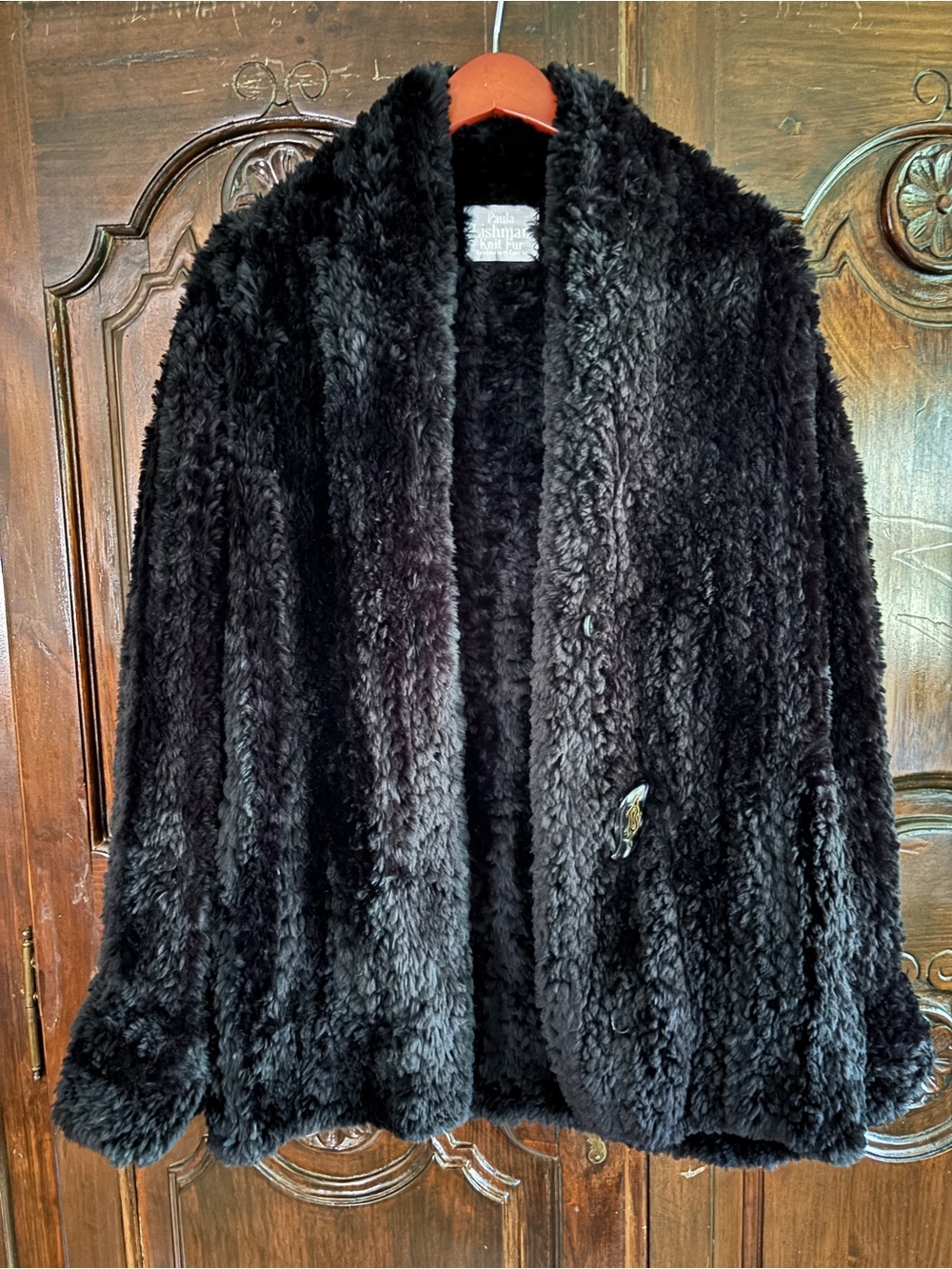 Black Hand Woven Sheared Beaver Fur Coat